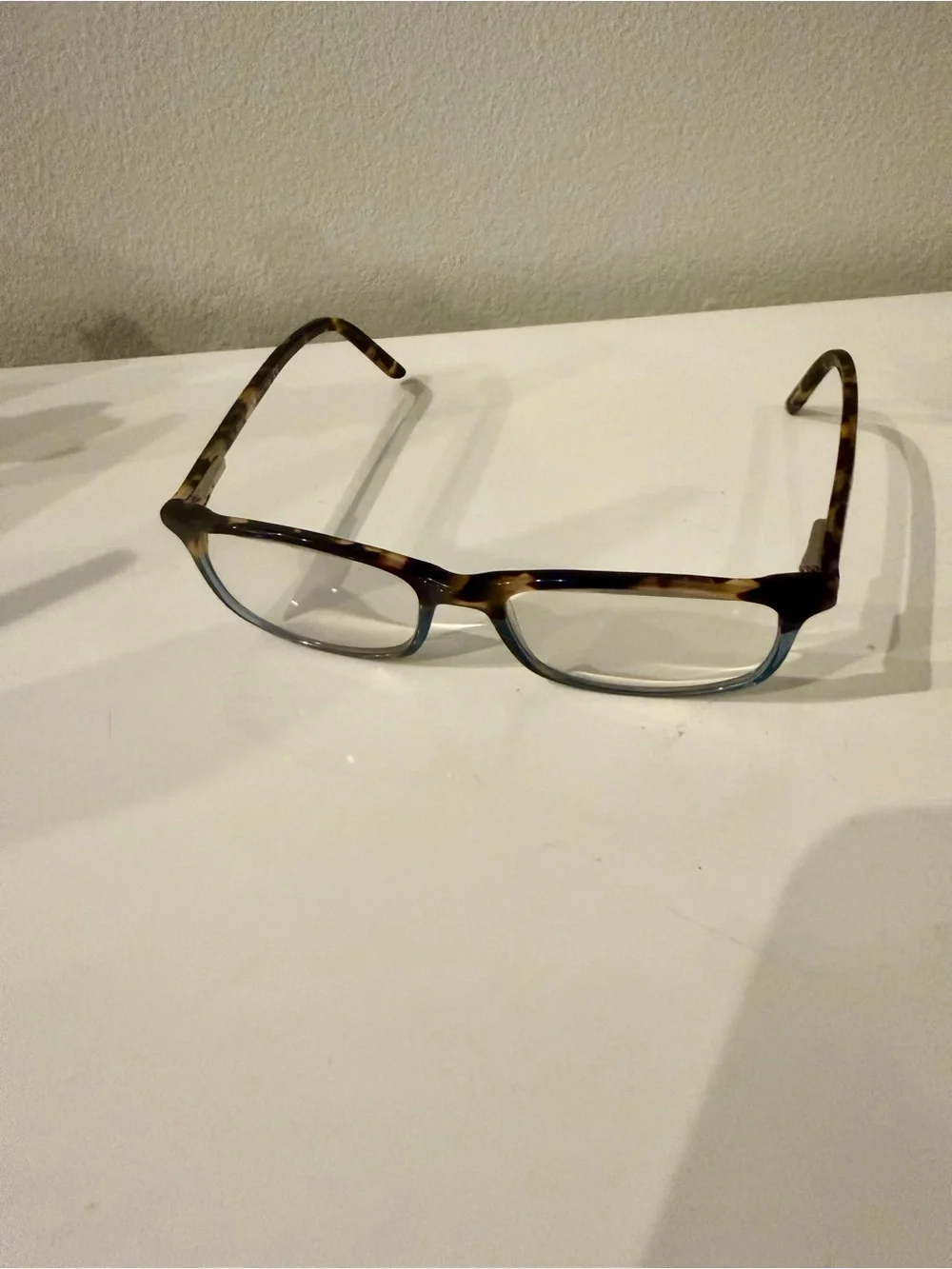 kate spade Tortoiseshell and Blue Rectangular Reading Eyeglasses +2.50